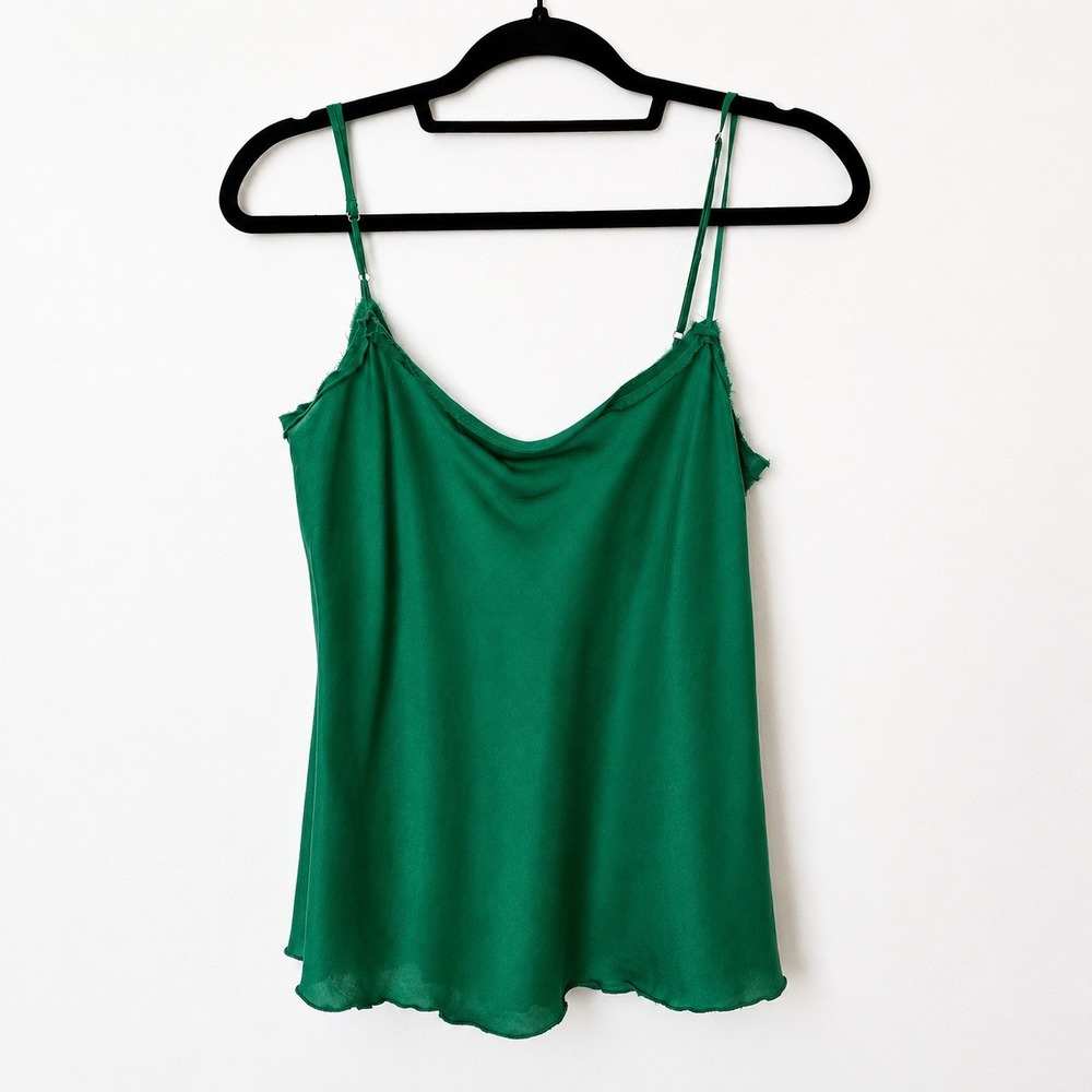 Brazeau Tricot Paper Bag Cami Women Size 2 Clover Green NWT Silk Cotton Blend